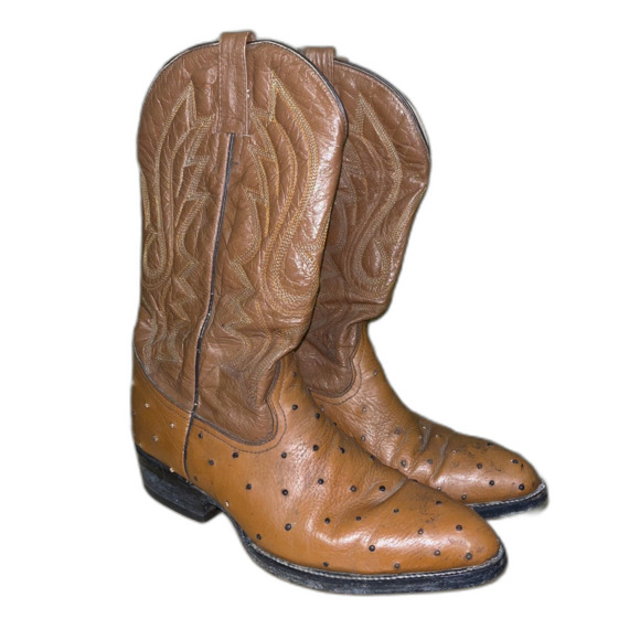 Ostrich Skin Western Cowboy Boots Mex Vaquero Roper Almond Toe Men\'s 11 main image 6